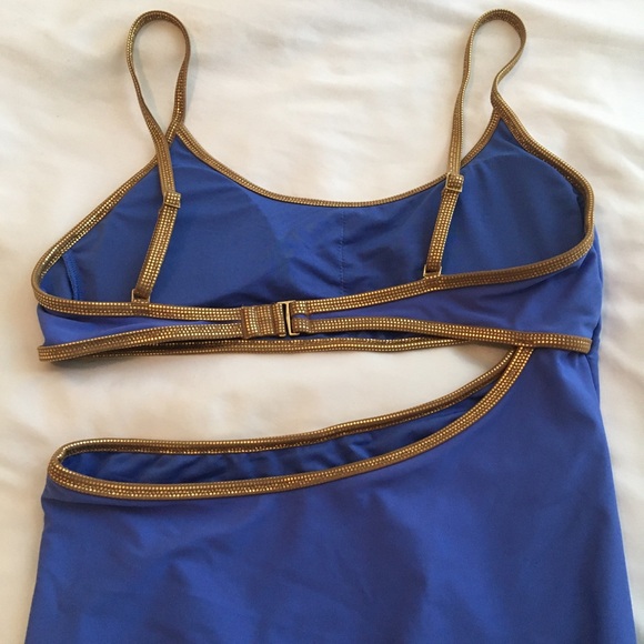 Aerie Blue and Gold Lined Cutout One Piece Swimsuit - Picture 3 of 9